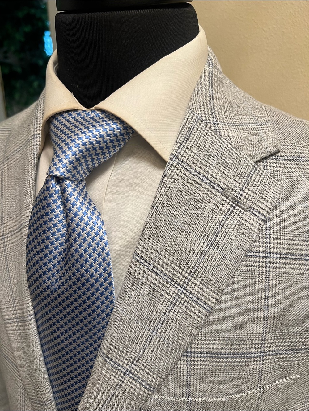 Tommy Hilfiger Light GrayBlue Glen Plaid Men's Blazer Jacket 2 Button 40S